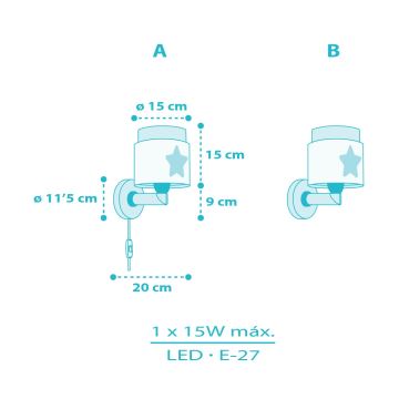 Dalber 76019T - Applique per bambini BABY DREAMS 1xE27/15W/230V blu