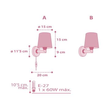 Dalber 82469 - Applique per bambini FLAMINGO 1xE27/15W/230V