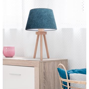 Duolla - Lampada da tavolo BOUCLE 1xE27/15W/230V turchese/legno