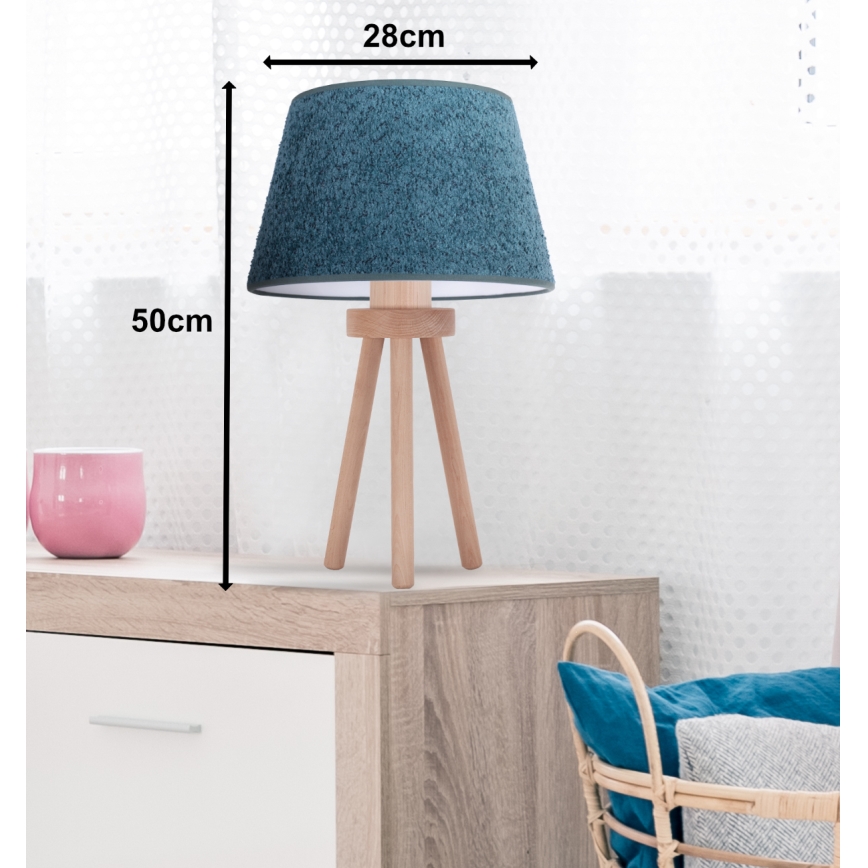 Duolla - Lampada da tavolo BOUCLE 1xE27/15W/230V turchese/legno