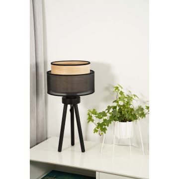 Duolla - Lampada da tavolo WOOD BOHO 1xE27/15W/230V nero/beige