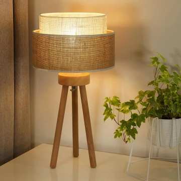 Duolla - Lampada da tavolo YUTE BOHO 1xE27/15W/230V marrone/grigio