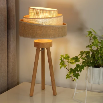 Duolla - Lampada da tavolo YUTE TRIO 1xE27/15W/230V marrone/grigio/beige