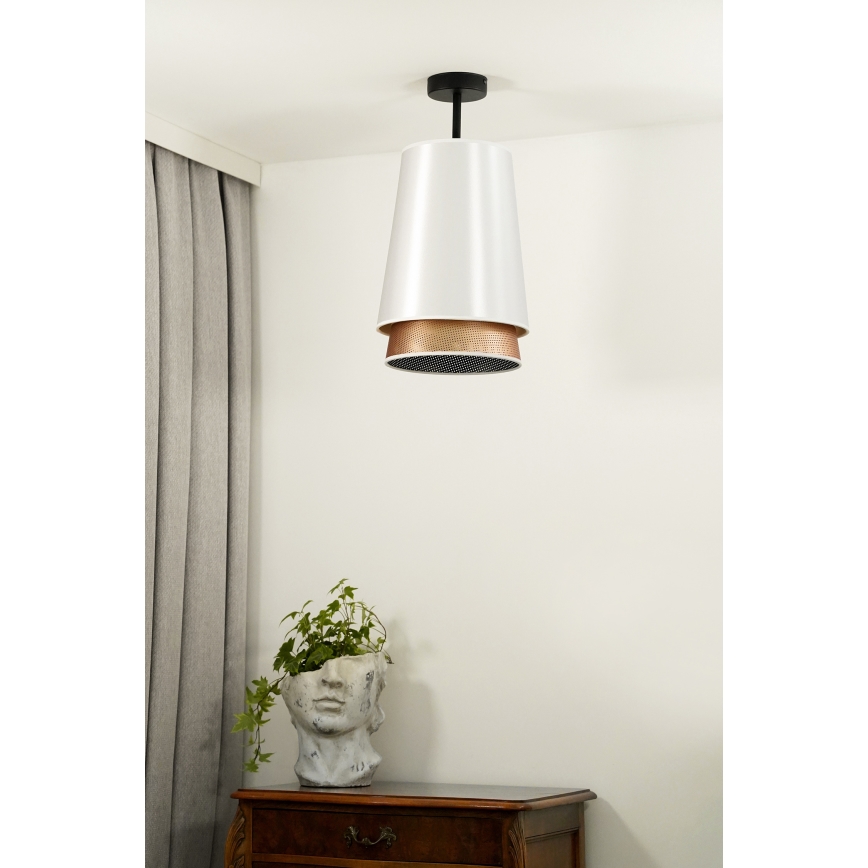 Duolla - Lampadario a plafone BELL SHINY 1xE27/15W/230V bianco/rame