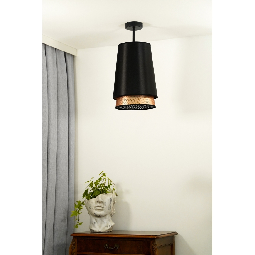 Duolla - Lampadario a plafone BELL SHINY 1xE27/15W/230V nero/rame