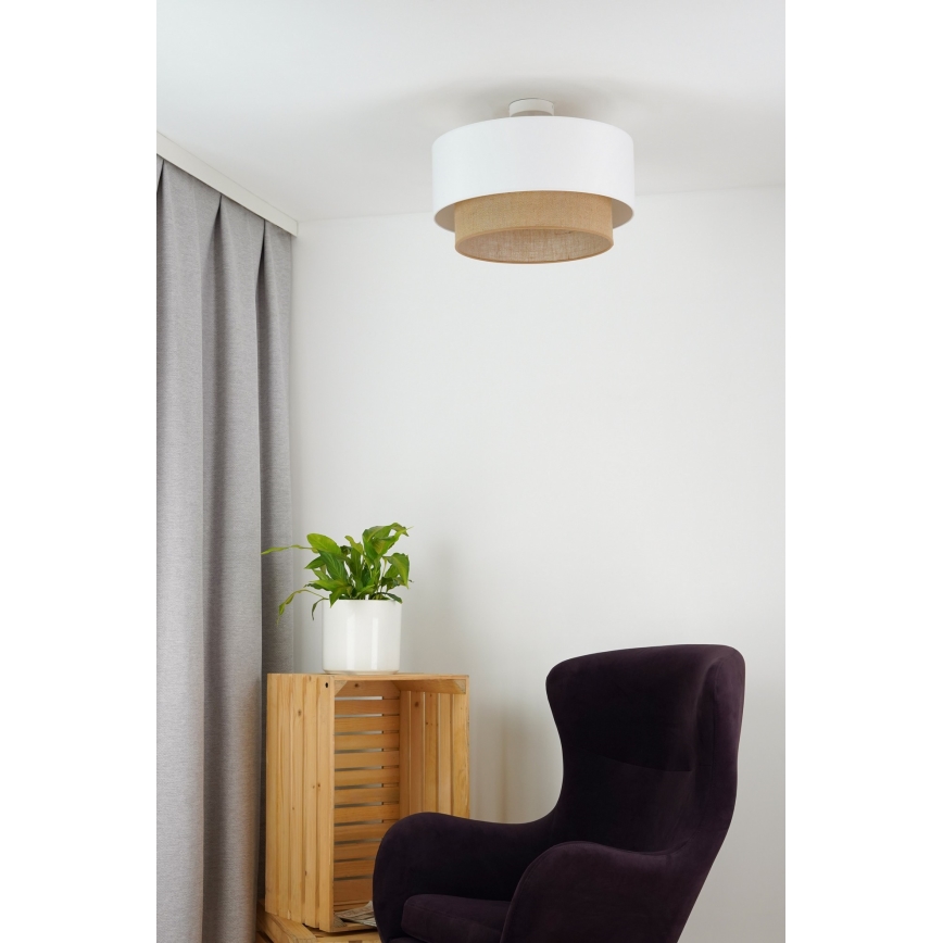 Duolla - Lampadario a plafone  BOHO 1xE27/15W/230V diametro 45 cm bianco/marrone