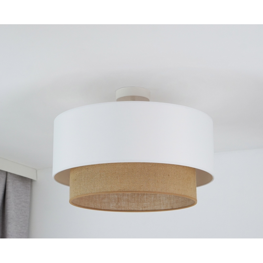 Duolla - Lampadario a plafone  BOHO 1xE27/15W/230V diametro 45 cm bianco/marrone