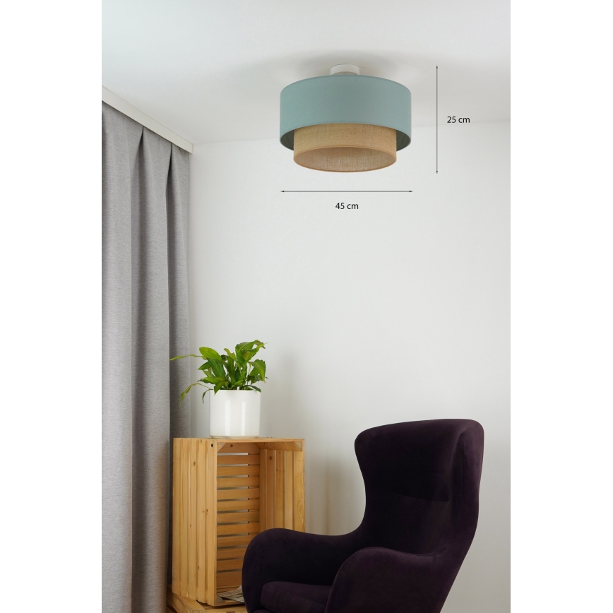 Duolla - Lampadario a plafone  BOHO 1xE27/15W/230V diametro 45 cm verde/marrone