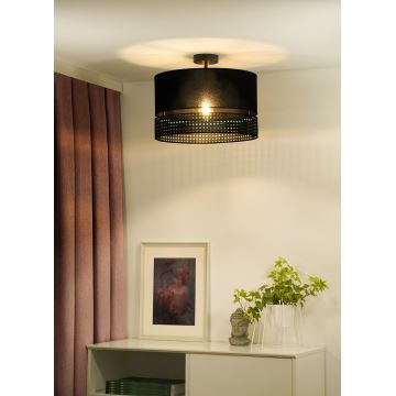 Duolla - Lampadario a plafone DOUBLE RATTAN 1xE27/15W/230V nero