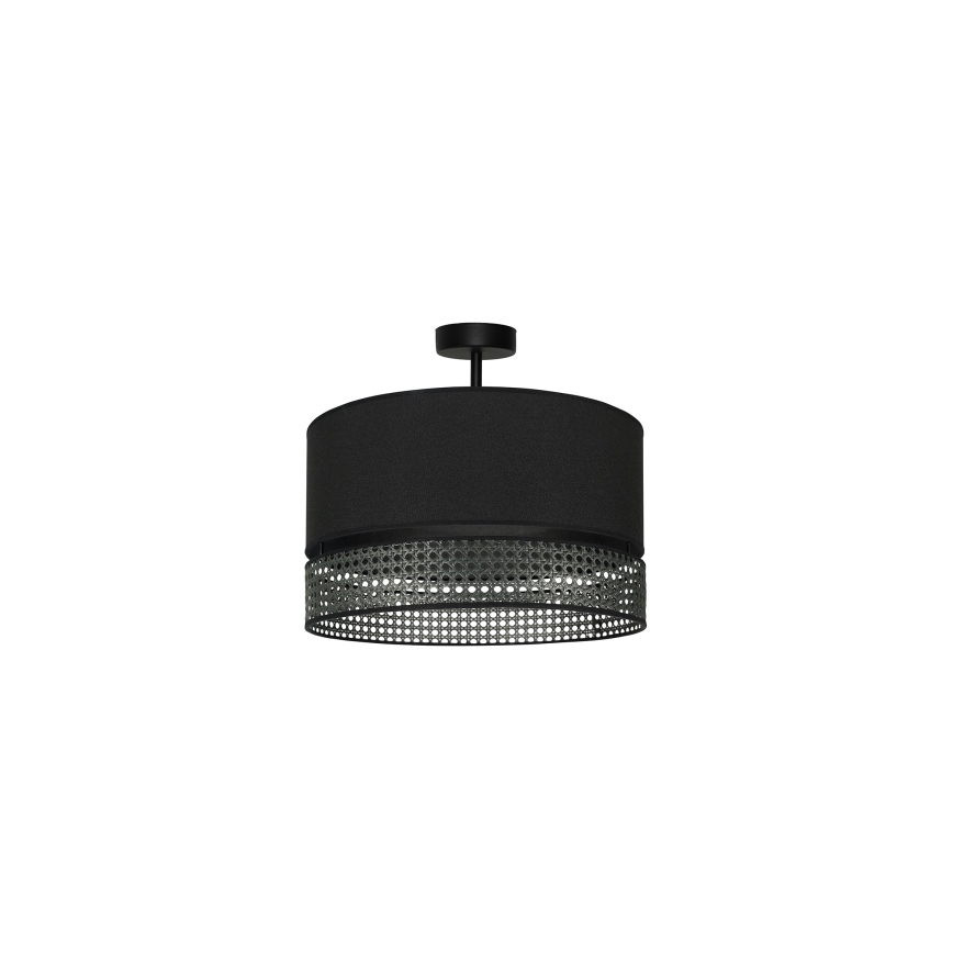 Duolla - Lampadario a plafone DOUBLE RATTAN 1xE27/15W/230V nero