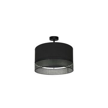 Duolla - Lampadario a plafone DOUBLE RATTAN 1xE27/15W/230V nero