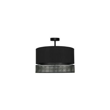 Duolla - Lampadario a plafone DOUBLE RATTAN 1xE27/15W/230V nero