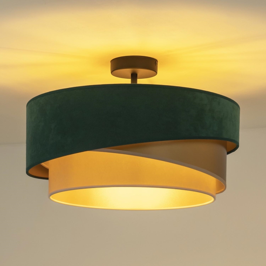 Duolla - Lampadario a plafone KOBO 1xE27/15W/230V diametro 45 cm verde/oro/color crema