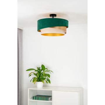 Duolla - Lampadario a plafone KOBO 1xE27/15W/230V diametro 45 cm verde/oro/color crema