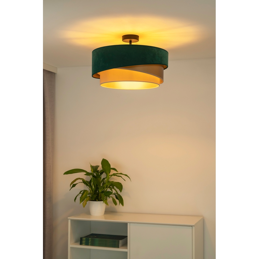 Duolla - Lampadario a plafone KOBO 1xE27/15W/230V diametro 45 cm verde/oro/color crema