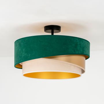 Duolla - Lampadario a plafone KOBO 1xE27/15W/230V diametro 45 cm verde/oro/color crema