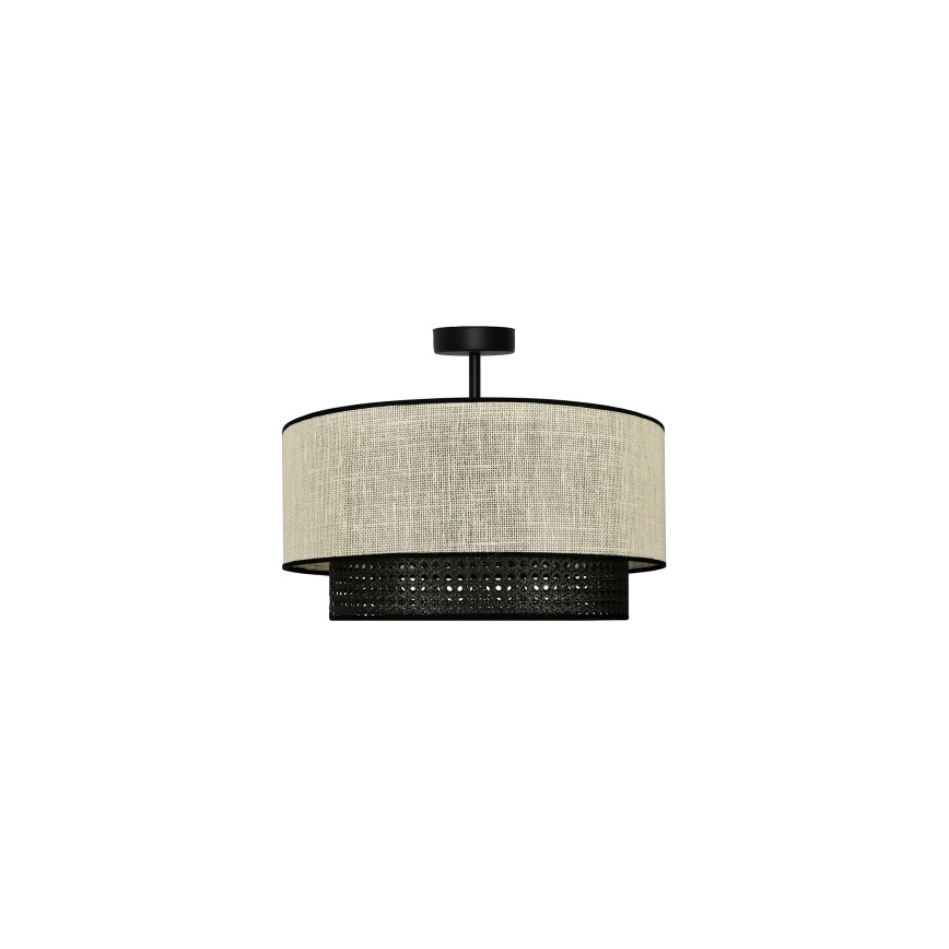 Duolla - Lampadario a plafone RATTAN YUTE 1xE27/15W/230V grigio/nero