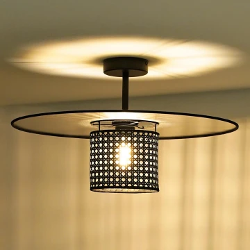 Duolla - Lampadario a plafone TOKYO RATTAN 1xE27/15W/230V nero/argento