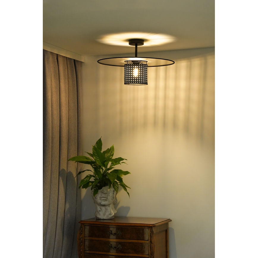 Duolla - Lampadario a plafone TOKYO RATTAN 1xE27/15W/230V nero/argento