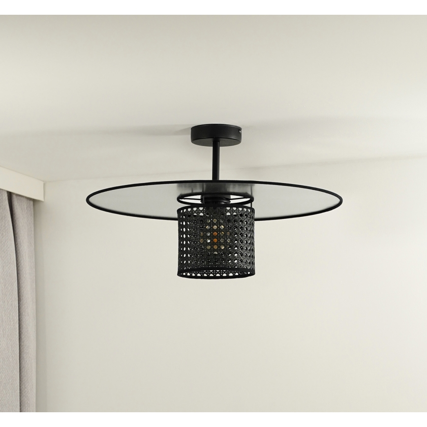 Duolla - Lampadario a plafone TOKYO RATTAN 1xE27/15W/230V nero/argento