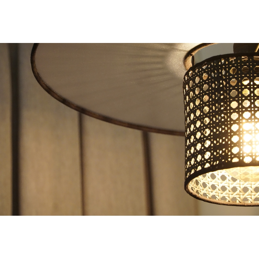 Duolla - Lampadario a plafone TOKYO RATTAN 1xE27/15W/230V nero/argento