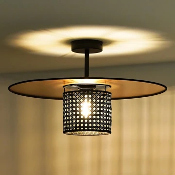 Duolla - Lampadario a plafone TOKYO RATTAN 1xE27/15W/230V oro/nero