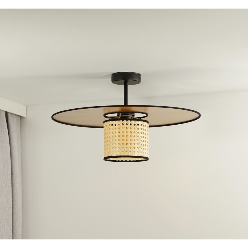 Duolla - Lampadario a plafone TOKYO RATTAN 1xE27/15W/230V oro/rattan