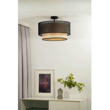 Duolla - Lampadario a plafone WOOD BOHO 1xE27/15W/230V nero/beige