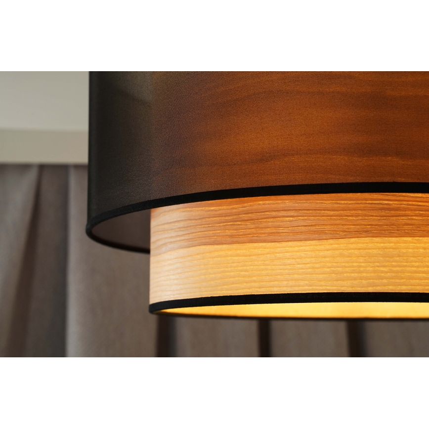 Duolla - Lampadario a plafone WOOD BOHO 1xE27/15W/230V nero/beige