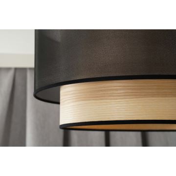 Duolla - Lampadario a plafone WOOD BOHO 1xE27/15W/230V nero/beige