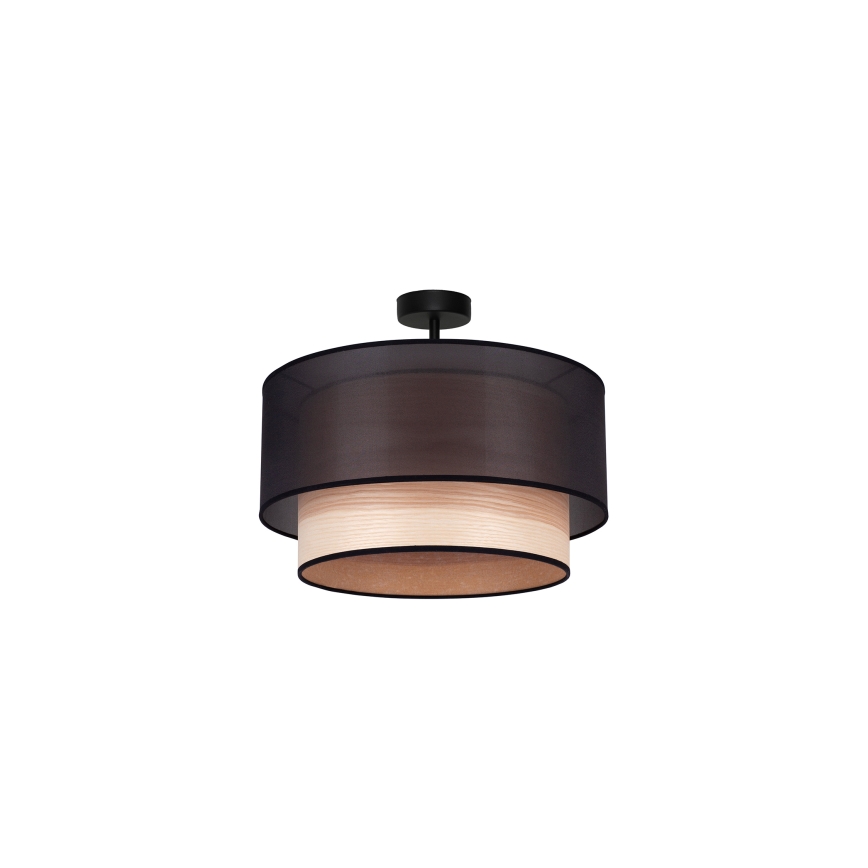 Duolla - Lampadario a plafone WOOD BOHO 1xE27/15W/230V nero/beige