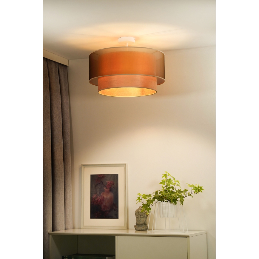 Duolla - Lampadario a plafone WOOD BOHO 1xE27/15W/230V rame/beige