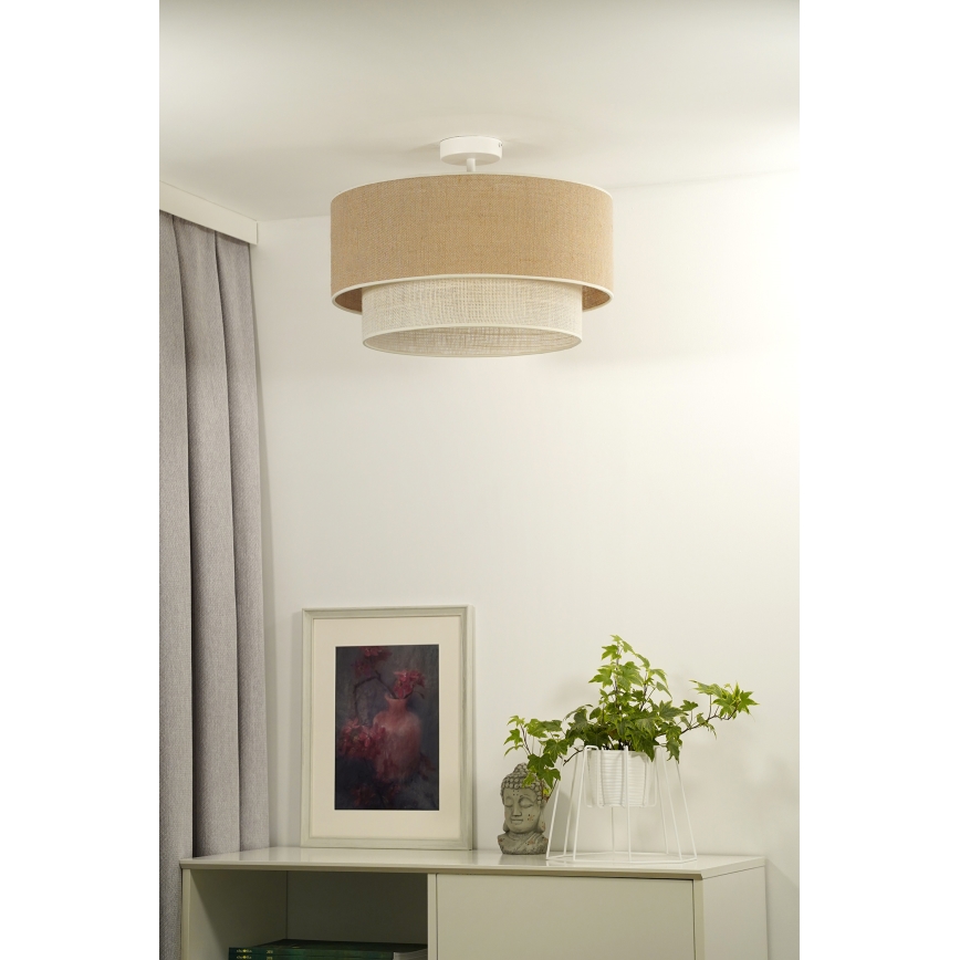 Duolla - Lampadario a plafone YUTE BOHO 3xE27/15W/230V diametro 60 cm marrone/grigio