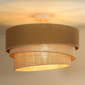 Duolla - Lampadario a plafone YUTE TRIO 3xE27/15W/230V diametro 60 cm marrone/grigio/beige