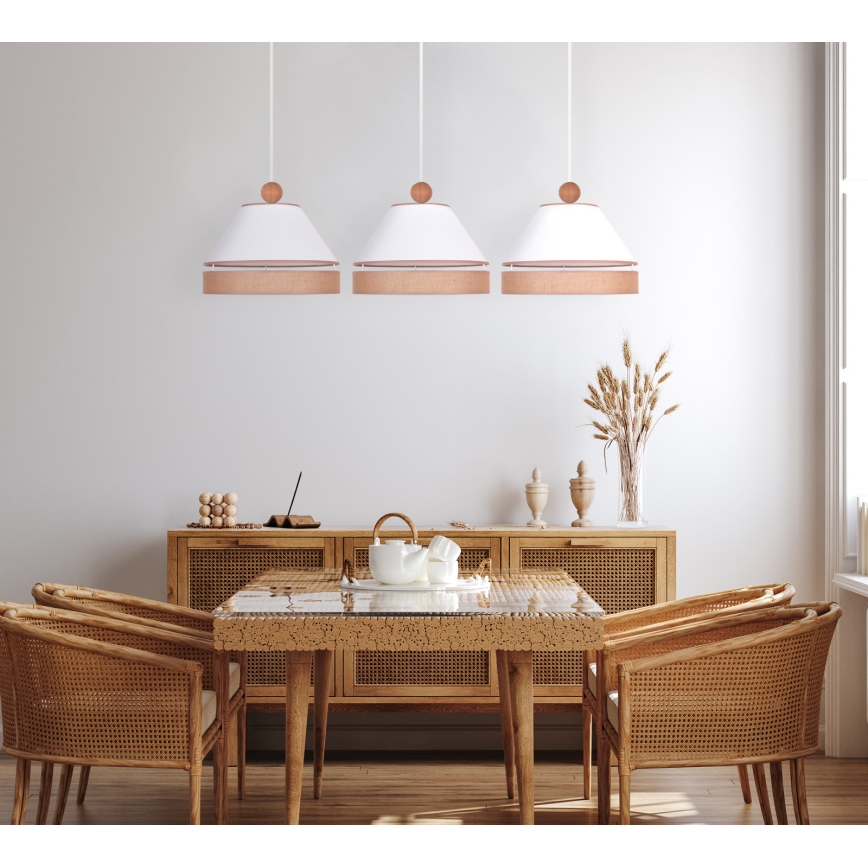 Duolla - Lampadario a sospensione con filo AVIGNON 3xE27/15W/230V bianco/marrone