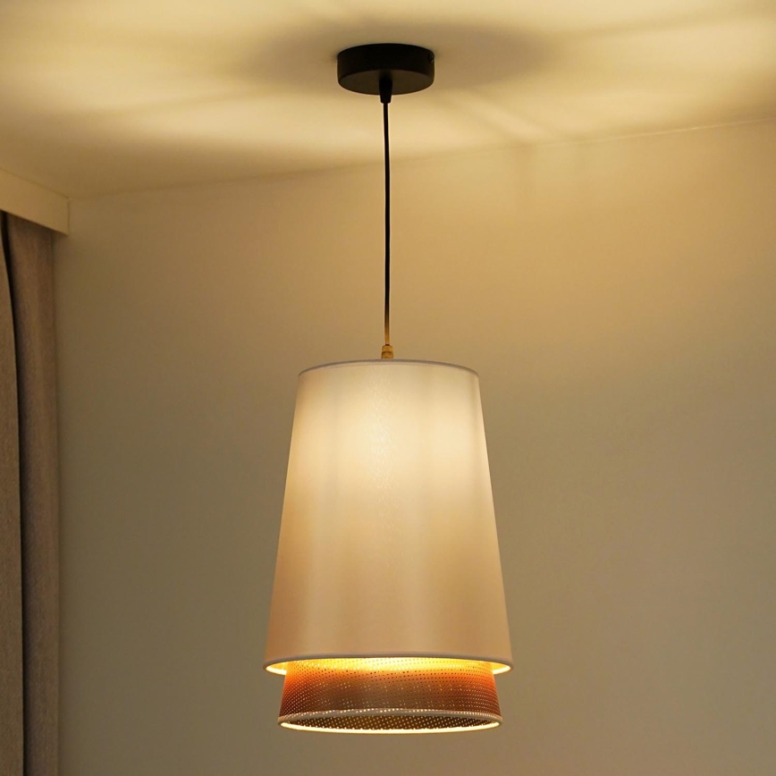 Duolla - Lampadario a sospensione con filo BELL SHINY 1xE27/15W/230V bianco/rame