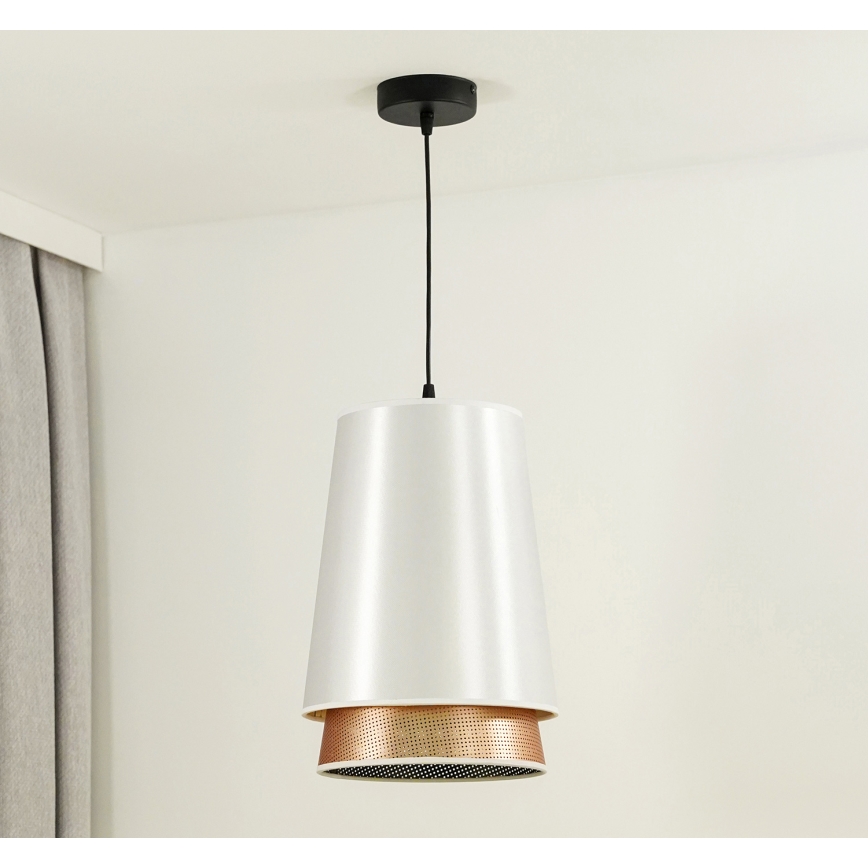 Duolla - Lampadario a sospensione con filo BELL SHINY 1xE27/15W/230V bianco/rame