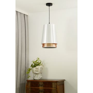 Duolla - Lampadario a sospensione con filo BELL SHINY 1xE27/15W/230V bianco/rame