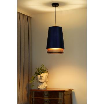 Duolla - Lampadario a sospensione con filo BELL SHINY 1xE27/15W/230V blu/rame