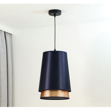 Duolla - Lampadario a sospensione con filo BELL SHINY 1xE27/15W/230V blu/rame