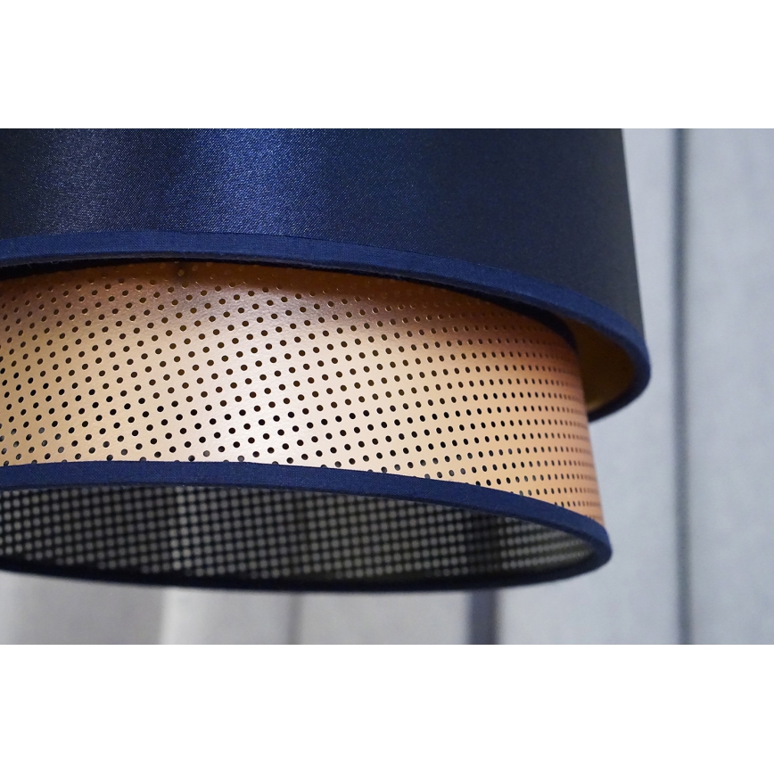 Duolla - Lampadario a sospensione con filo BELL SHINY 1xE27/15W/230V blu/rame