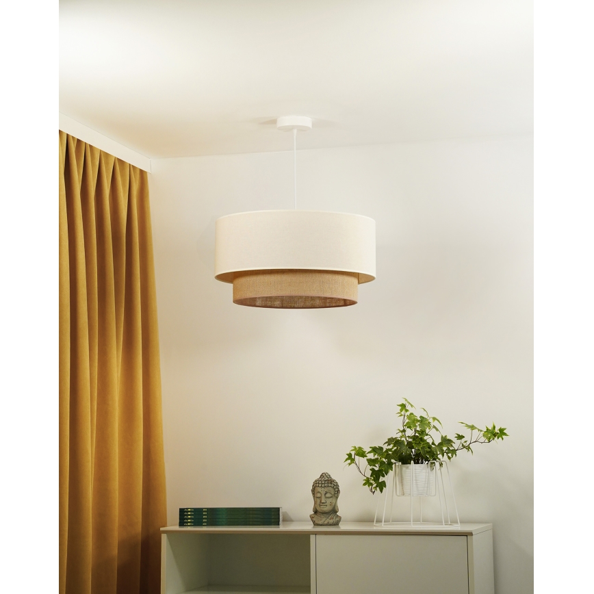 Duolla - Lampadario a sospensione con filo BOHO 1xE27/40W/230V color crema/marrone