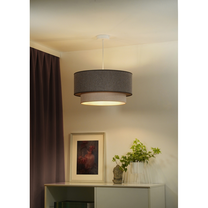 Duolla - Lampadario a sospensione con filo BOHO ECO RECYCLING 1xE27/15W/230V marrone/color crema