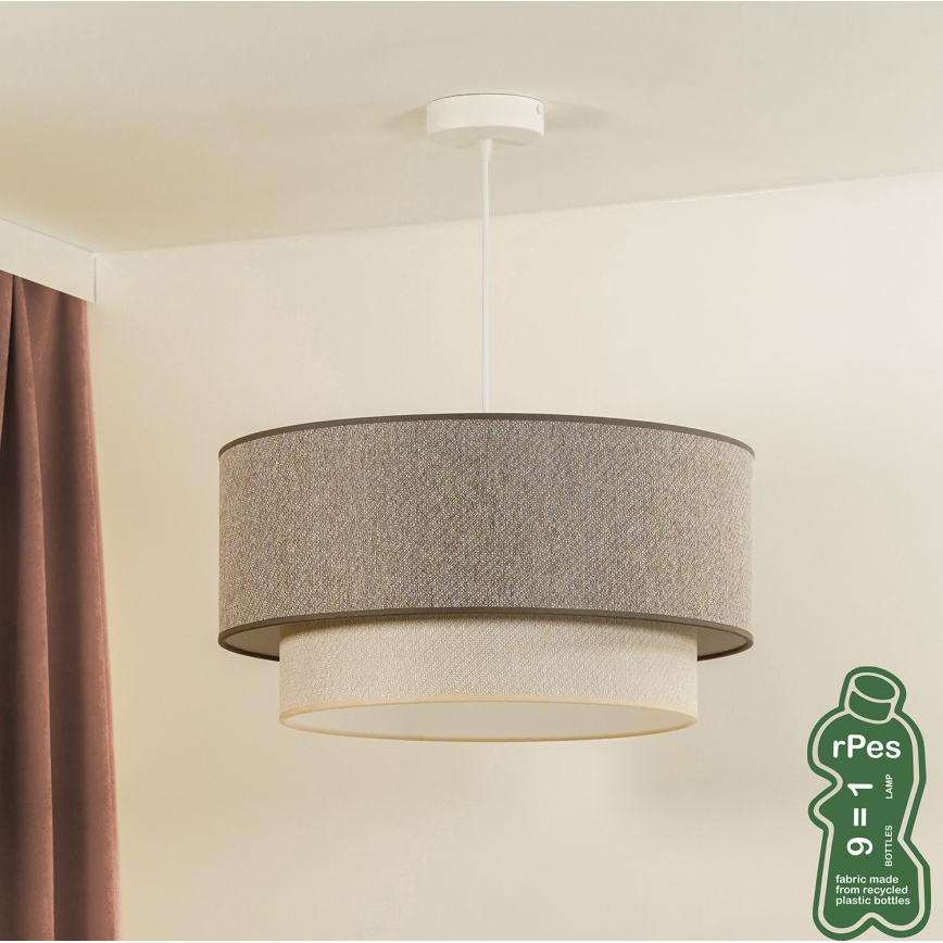 Duolla - Lampadario a sospensione con filo BOHO ECO RECYCLING 1xE27/15W/230V marrone/color crema