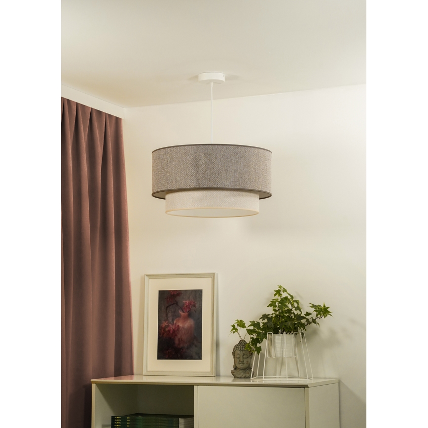 Duolla - Lampadario a sospensione con filo BOHO ECO RECYCLING 1xE27/15W/230V marrone/color crema