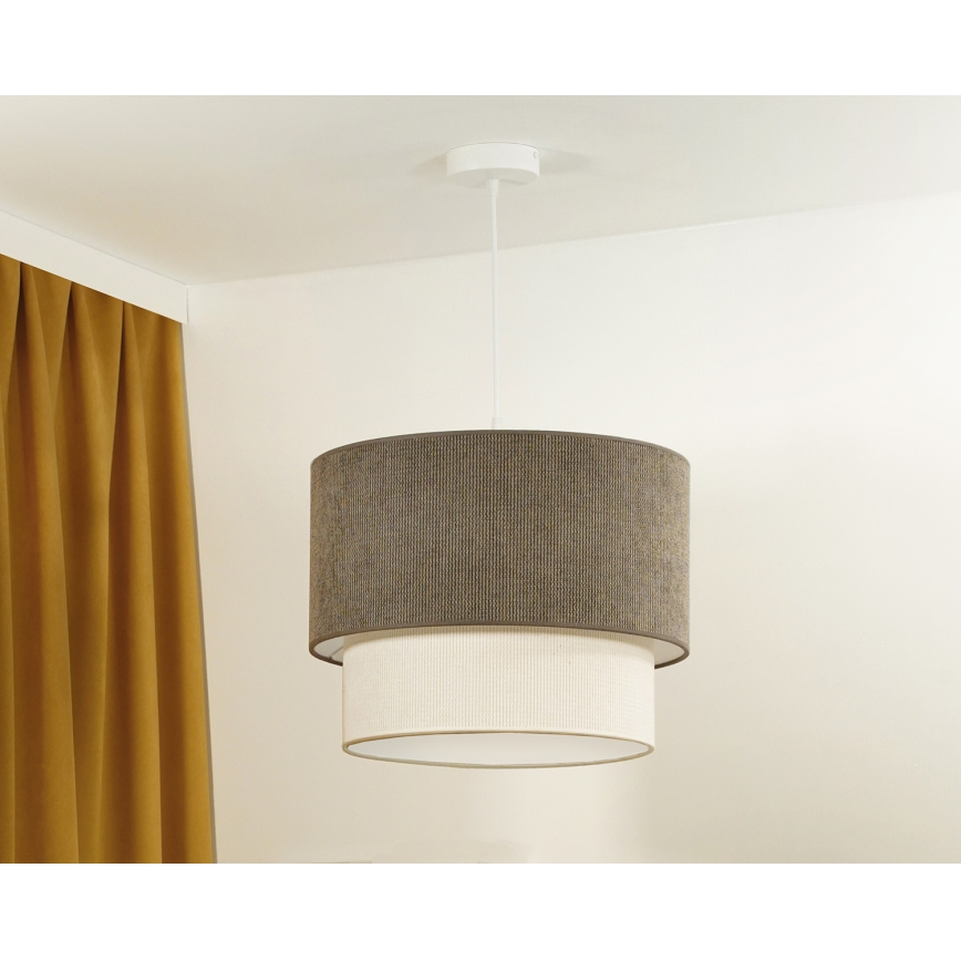 Duolla - Lampadario a sospensione con filo CORDUROY 1xE27/15W/230V marrone/color crema