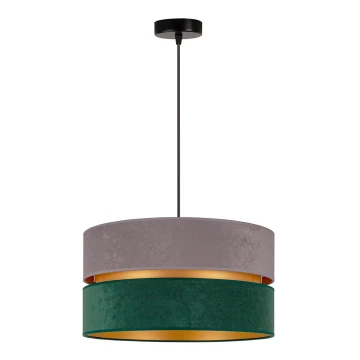 Duolla - Lampadario a sospensione con filo DUO 1xE27/15W/230V grigio/verde/oro