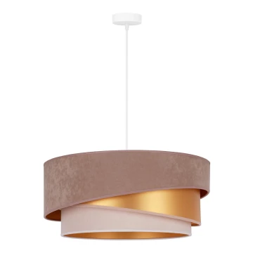 Duolla - Lampadario a sospensione con filo KOBO 1xE27/15W/230V marrone/oro/color crema