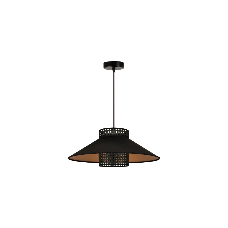 Duolla - Lampadario a sospensione con filo RIO RATTAN 1xE27/15W/230V nero/oro