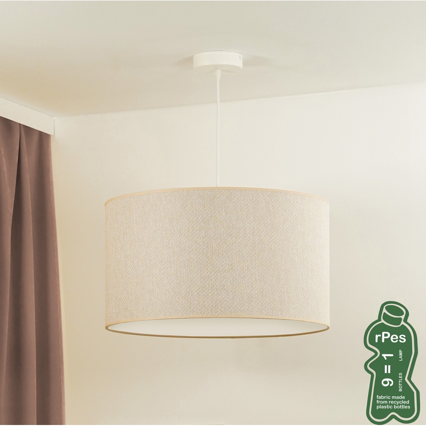 Duolla - Lampadario a sospensione con filo ROLLER ECO RECYCLING 1xE27/15W/230V color crema